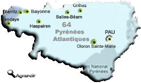 Préfectures & Chefs-lieux du Département des Pyrénées-Atlantiques dans la Région de l'Aquitaine