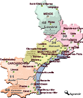 Préfectures et Chefs-lieux de la Région Languedoc-Roussillon
