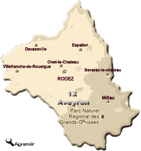 Préfectures & Chefs-lieux du Département de l´Aveyron dans la Région Midi-Pyrénées
