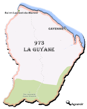 Préfectures & Chefs-lieux du Département de la Guyane dans la Région des Départements d'Outre Mer