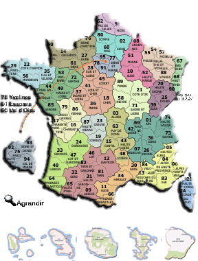 Carte Virtuelle des départements de France